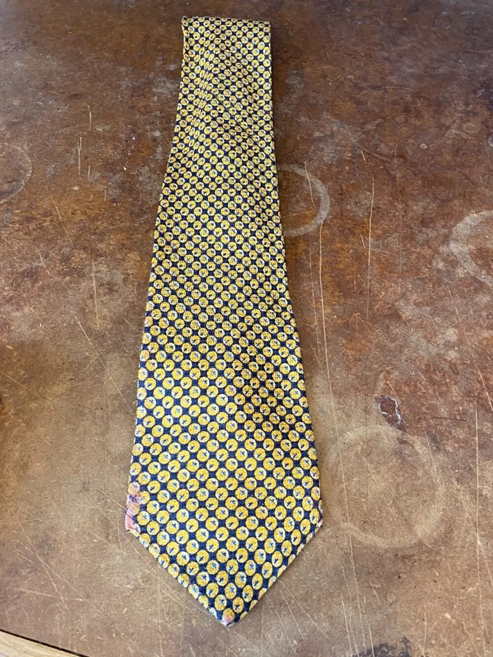 Vintage Burberrys Silk Tie Blue and Gold Made in England